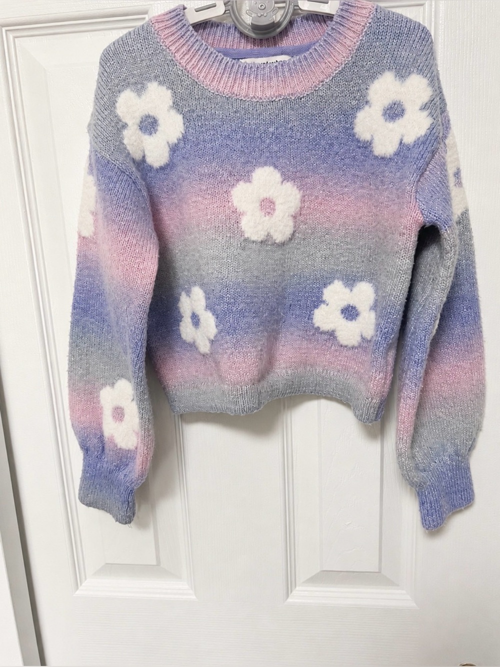 cupcakes & cashmere Girls Pastel Ombre Daisy Knit Sweater Sz 4 XS